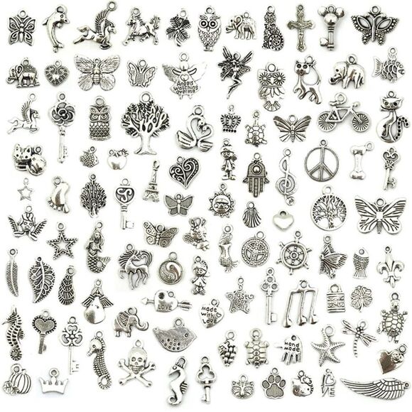 Wholesale Bulk Lots Jewelry Making Silver Charms Mixed Smooth Tibetan 75PCS - Picture 2 of 3